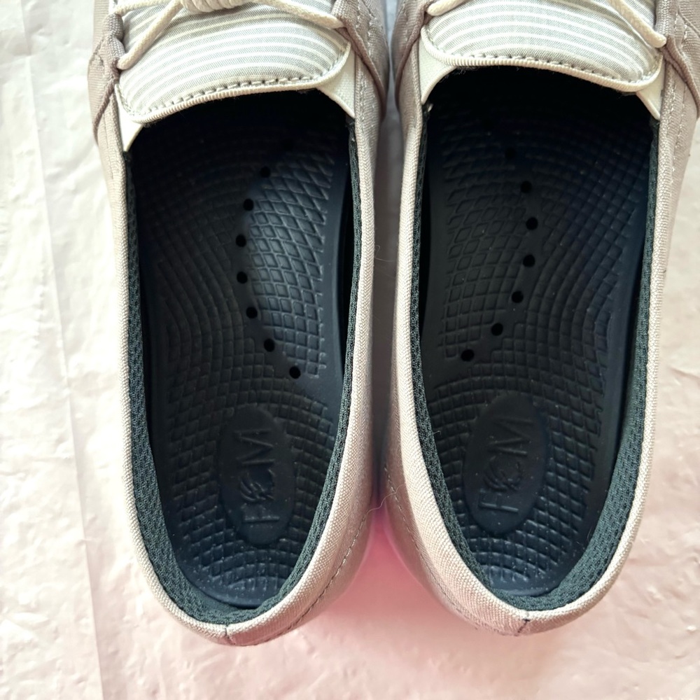 NWOT Island Surf Gray White FOM Gia Ortho Canvas Boat Loafers SZ 8.5 - Picture 8 of 13
